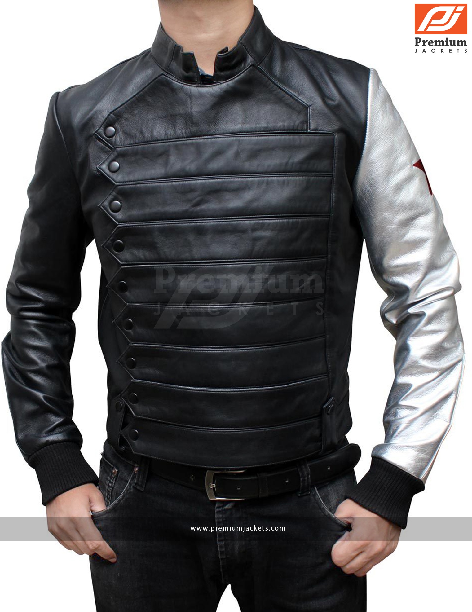 The Winter Soldier Bucky Barnes Leather Jacket, Captain America Black ...